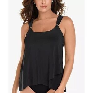Miraclesuit Womens Tankini Swim TOP Size 18W Razzle Dazzle Underwire Black